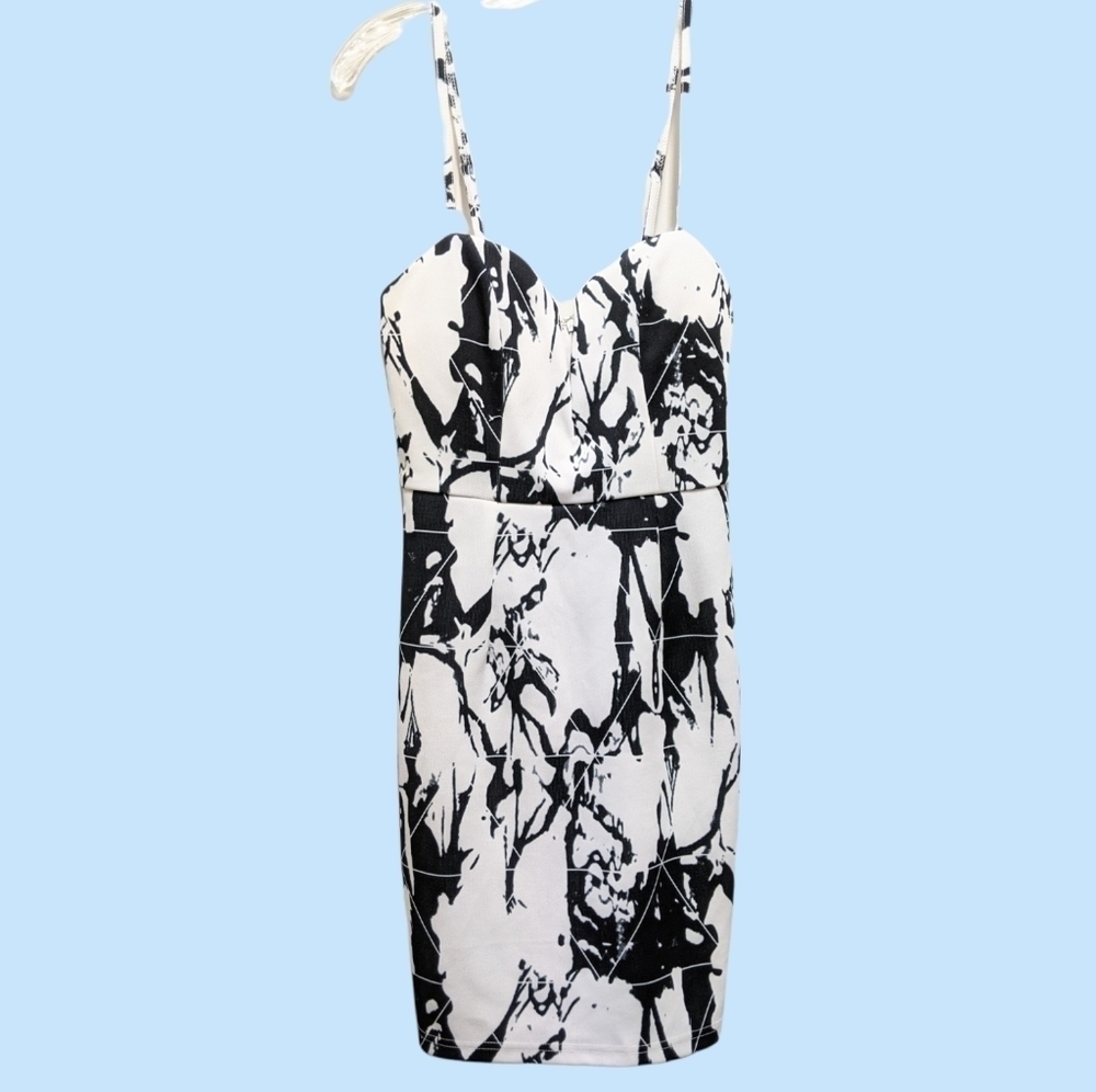 Angl marble splatter paint v-neck Spaghetti Strap Mini dress